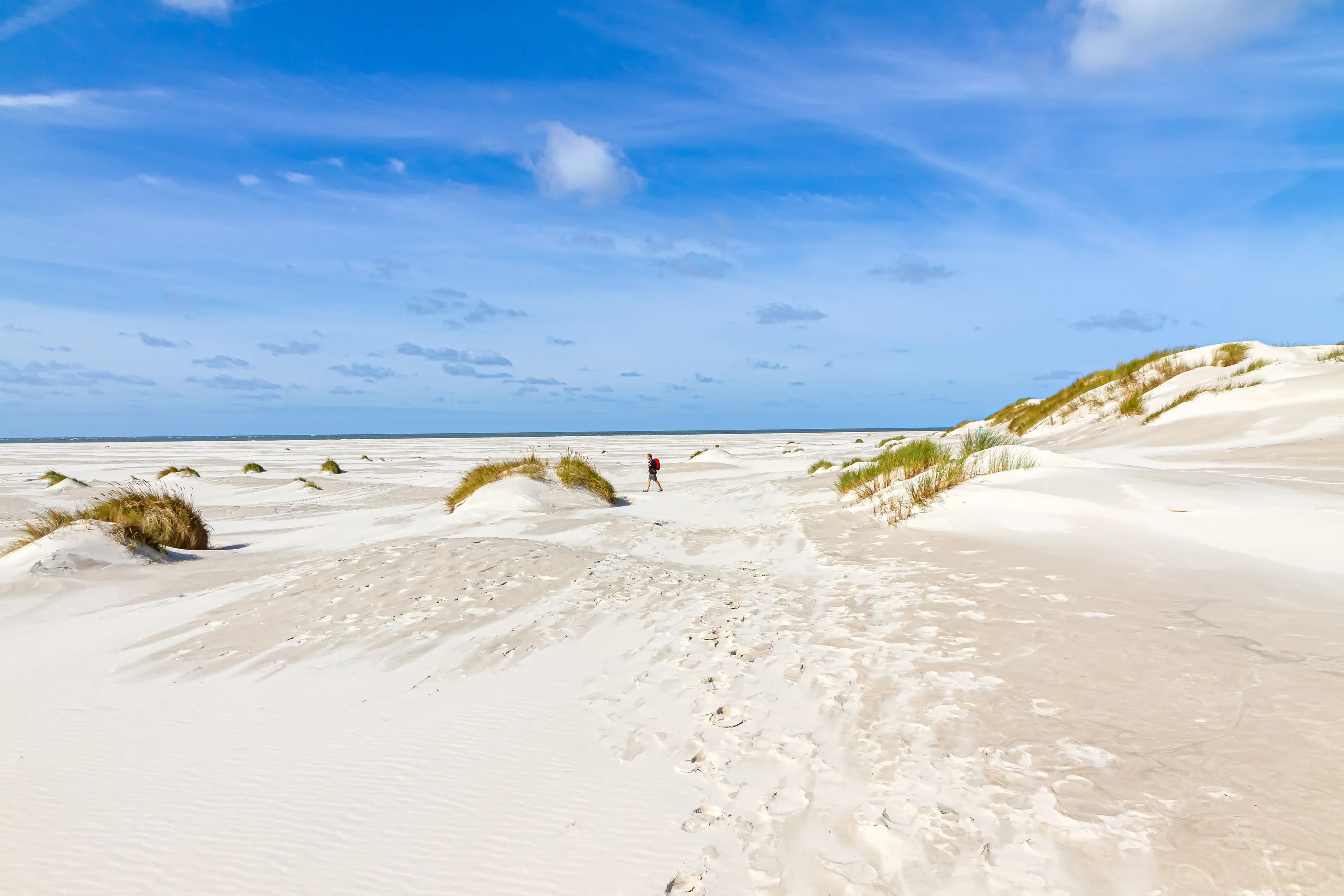 Amrumer Kniepsand: Einer der breitesten Sandstrände Europas – endlose Weite, feiner Sand und echtes Nordseegefühl.