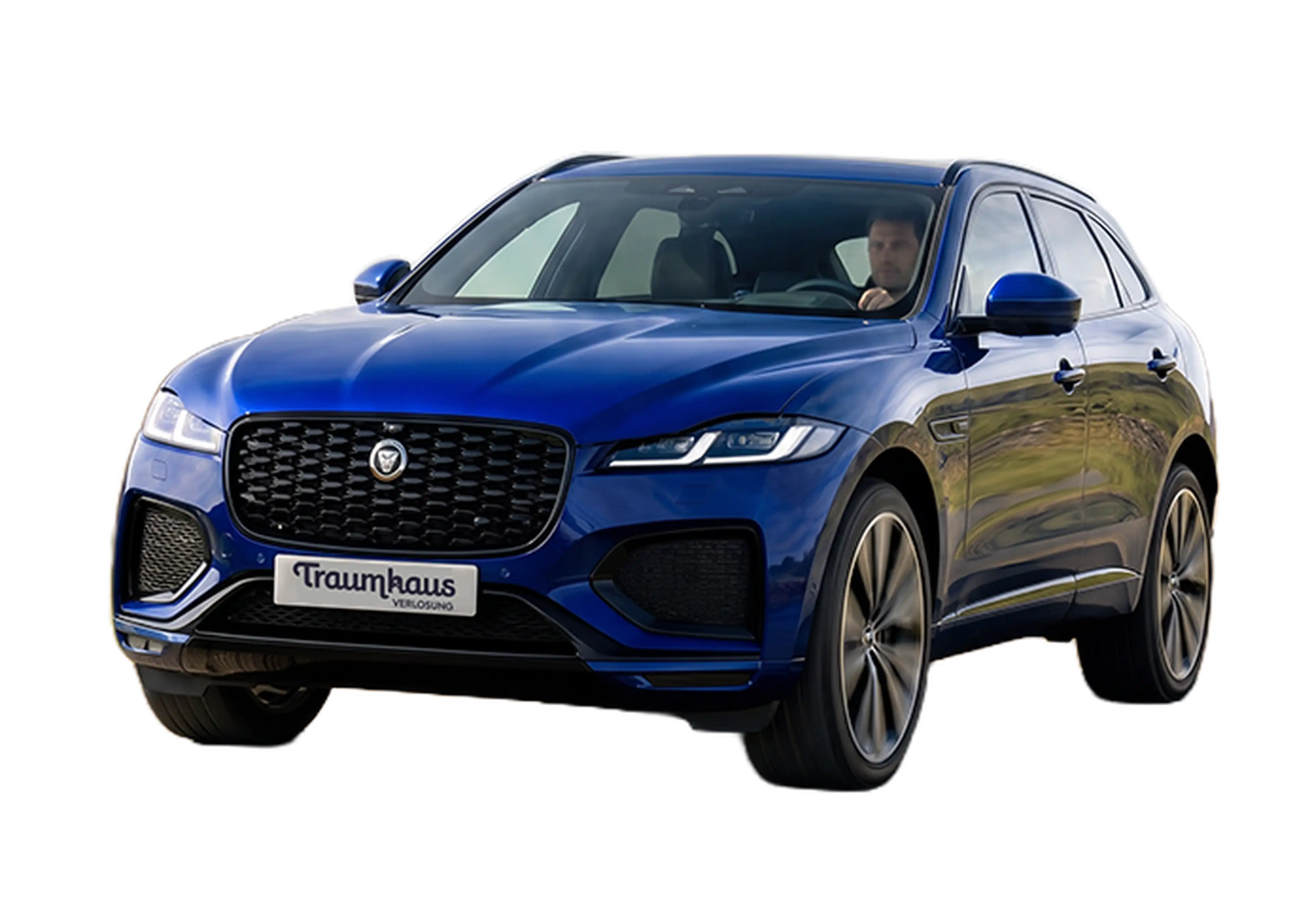 Ein blauer Jaguar F-Pace im Wert von 80.000 €