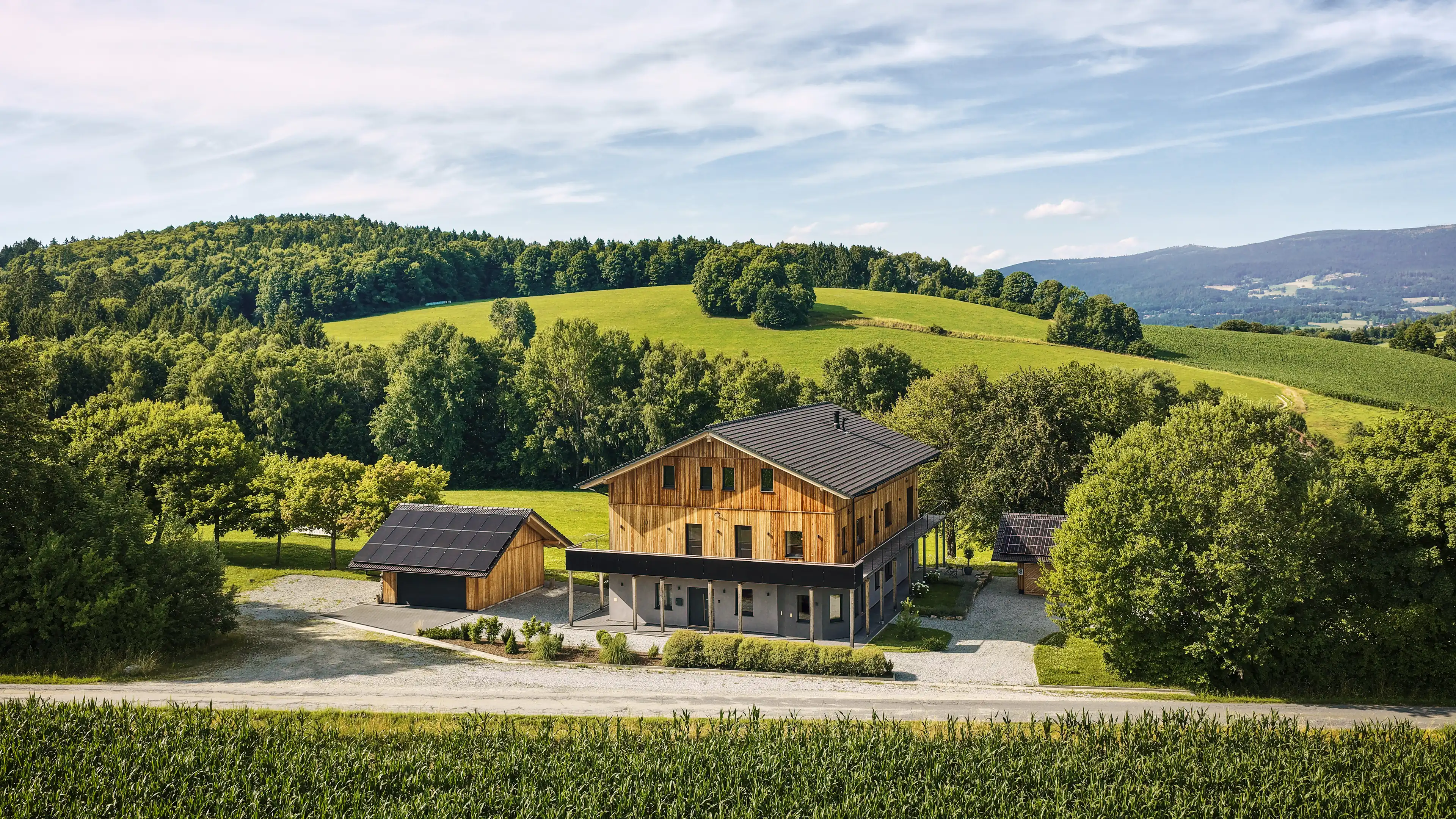 Außenansicht des Traumhauses im Bayerischen Wald