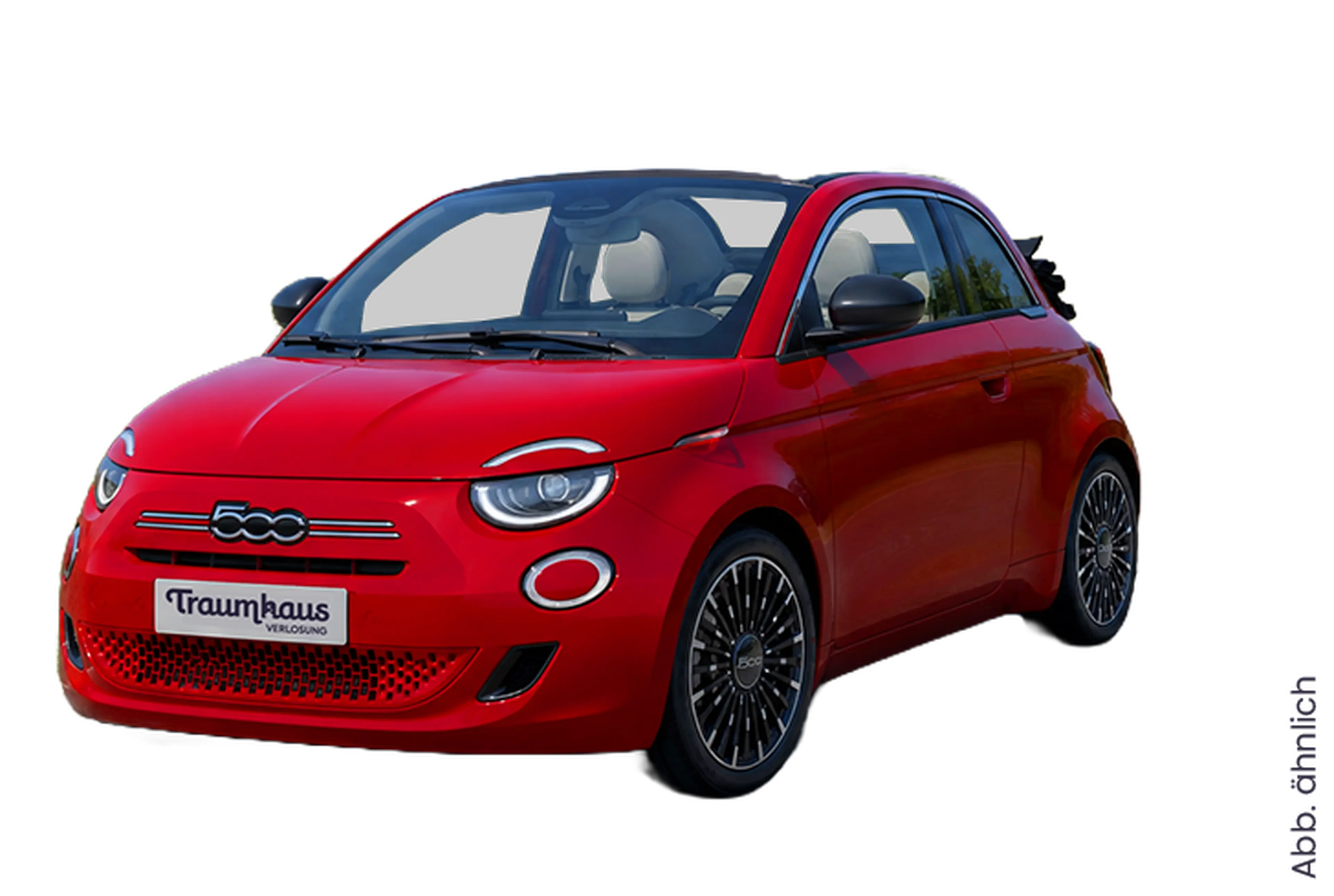 Ein rotes Fiat 500 Cabrio