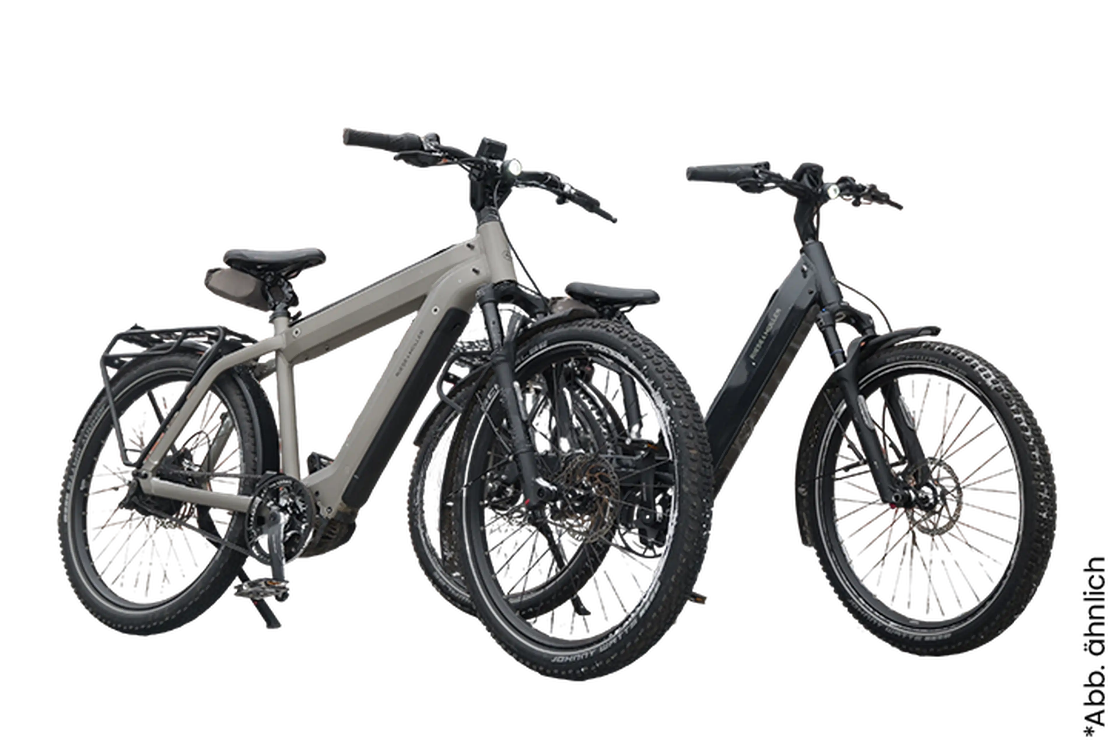 2 E-Bikes in grau, seitlich fotografiert