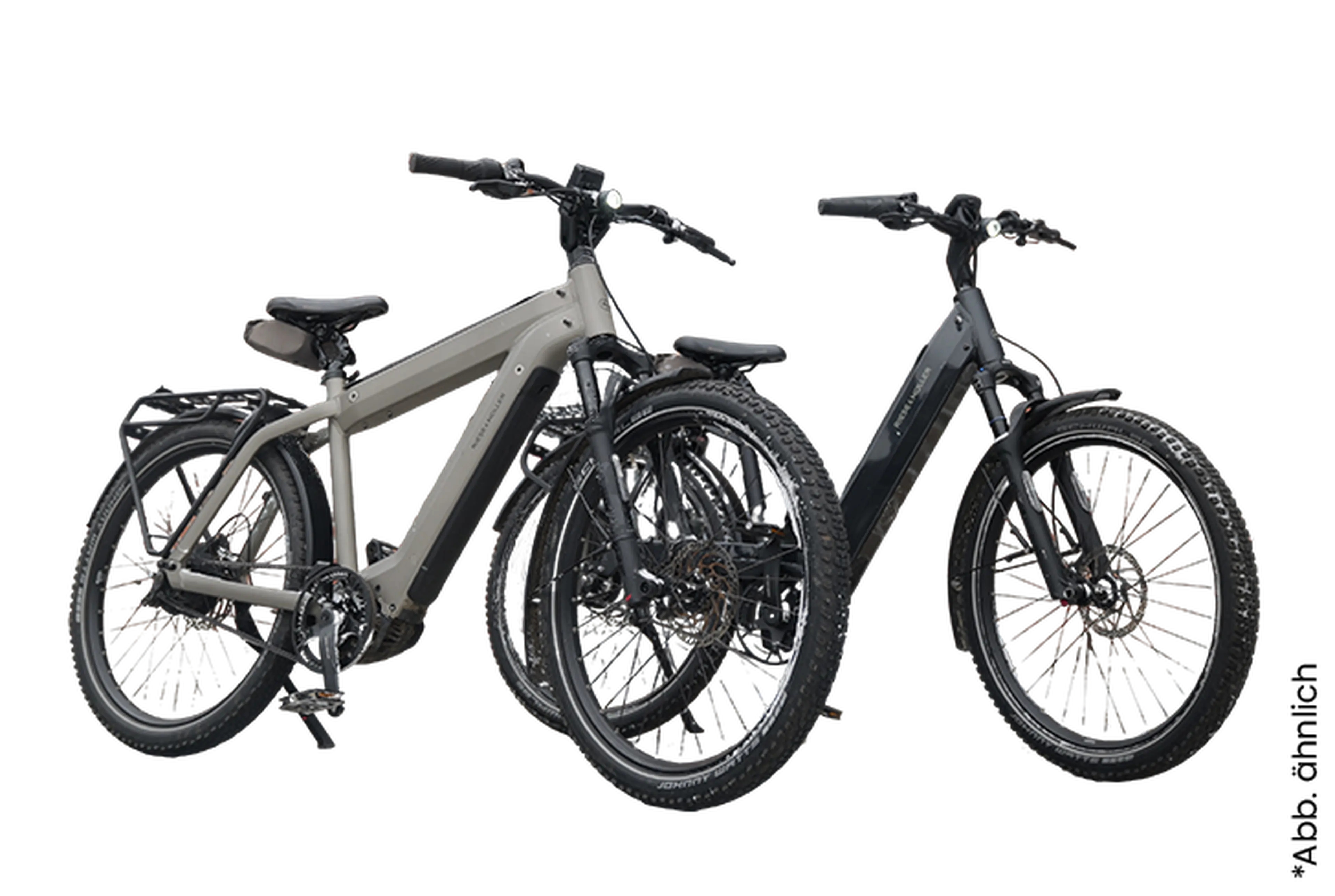 2 E-Bikes in grau, seitlich fotografiert